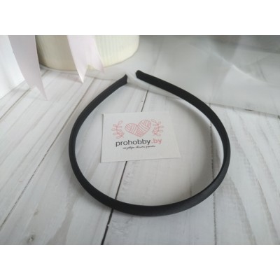 Ободок для волос, пластик в атласе, 1 см, цвет черный